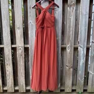 NWT Azazie Elvira Auburn Criss-Cross Neck Chiffon Bridesmaid Dress A8